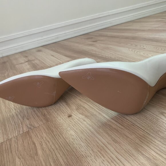 NIB White Leather Pointed-Toe Pumps Made in Italy Heels - Picture 9 of 16